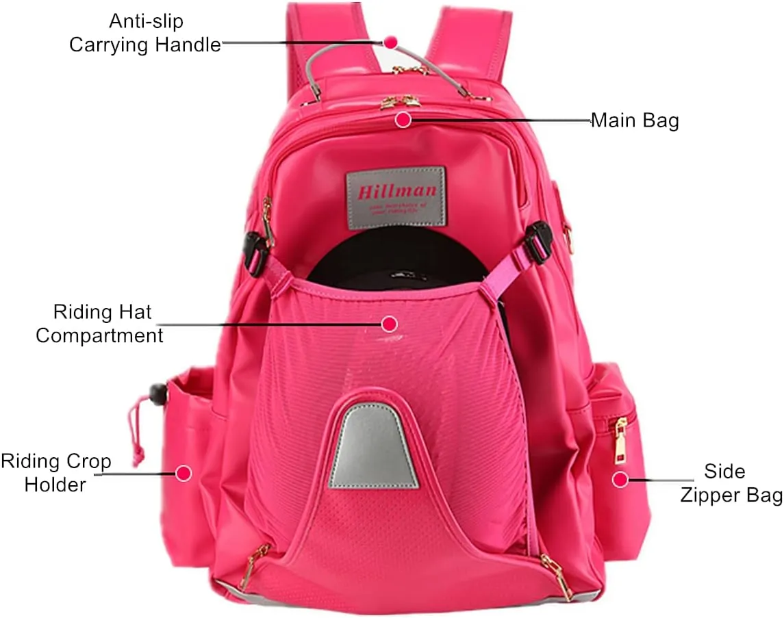 UNISTRENGH Equestrian Backpack with Helmet Holder Multiple Compartments Horse Riding Equipment Casual Daypack Backpacks
