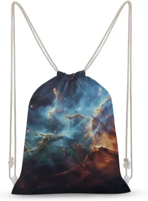 Universe Galaxy Space Drawstring Backpack for Women Men Drawstring Bag for Travel Swimming Sports Gym Bag