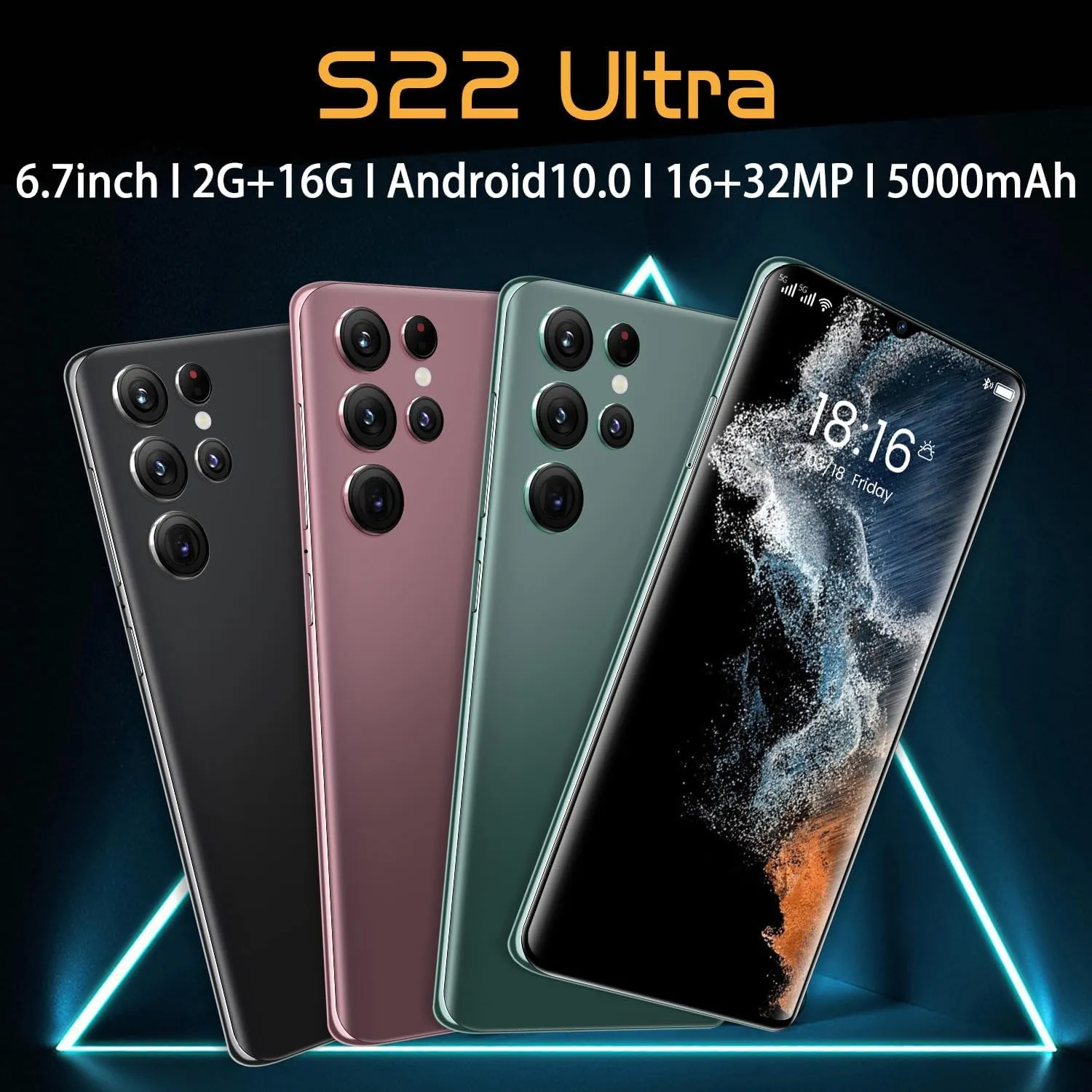 Unlocked Android Phone Smartphone 2GB 16GB Cell Phone 5000mAh Battery for Extended Standby 6.7inch HD Screen Mobile Phone 4G Dual SIM Capability (Black)