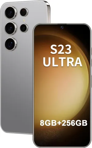 Unlocked Phone S23 Ultra Android Phone 8-core 8GB 256GB Cell Phone 6.8 inch HD Screen Mobile Phone 108MP 48MP Camera 6800 mAh Battery 4G Dual SIM (Titanium Gray)