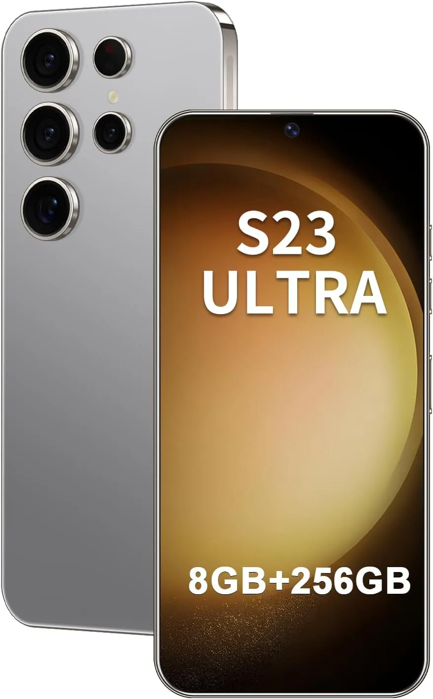 Unlocked Phone S23 Ultra Android Phone 8-core 8GB 256GB Cell Phone 6.8 inch HD Screen Mobile Phone 108MP 48MP Camera 6800 mAh Battery 4G Dual SIM (Titanium Gray)