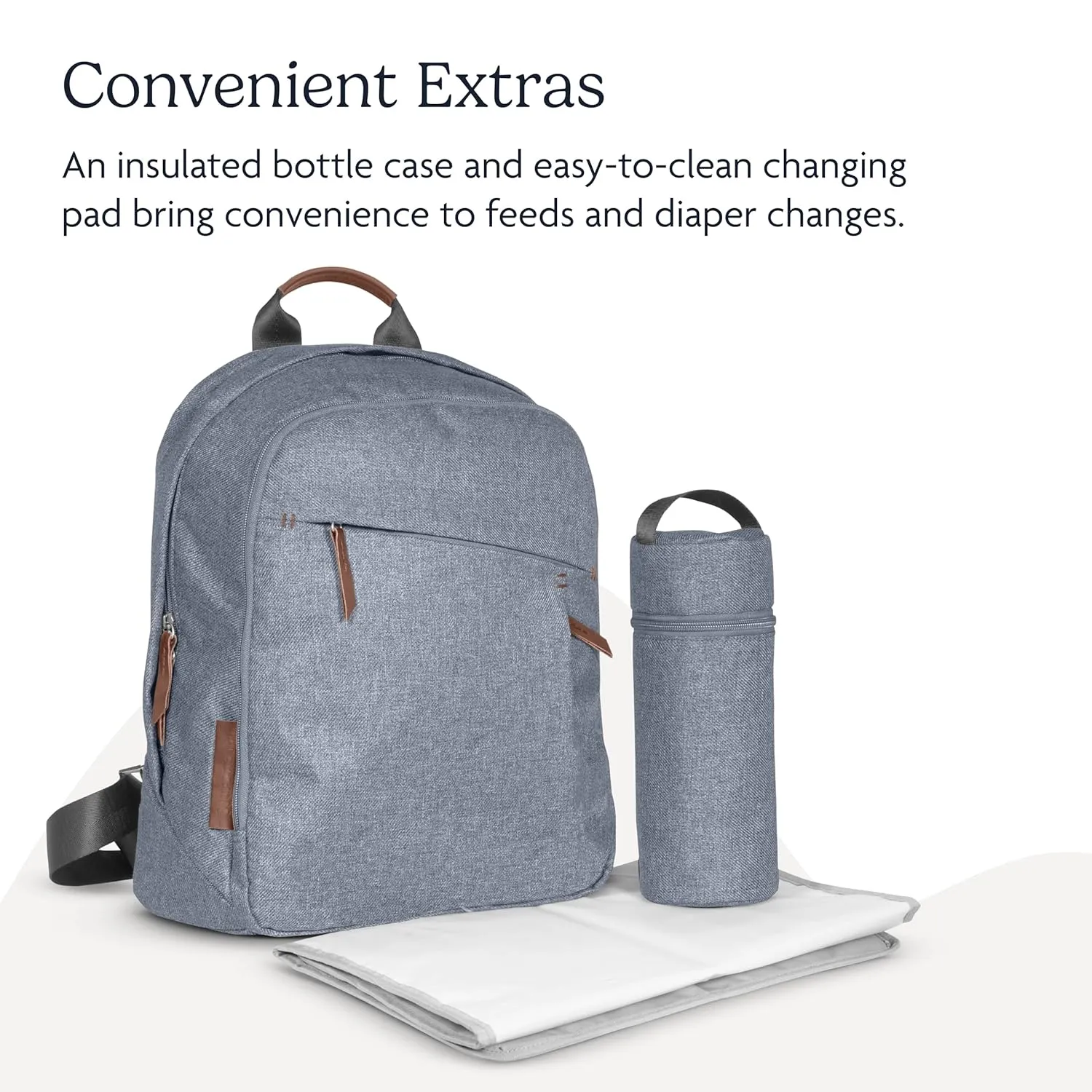 UPPAbaby Changing Backpack/Multiple Storage Compartments/Stroller Strap Attachment/Bottle Insulator and Changing Pad Included/Theo (Dark Taupe/Chestnut Leather)