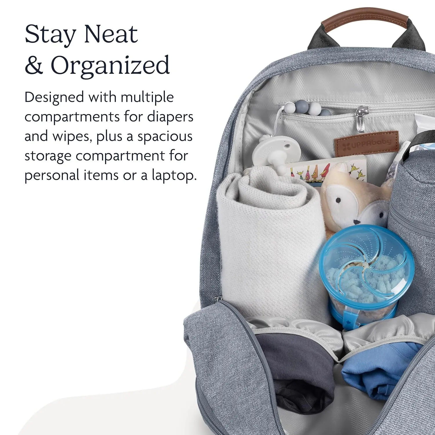 UPPAbaby Changing Backpack/Multiple Storage Compartments/Stroller Strap Attachment/Bottle Insulator and Changing Pad Included/Theo (Dark Taupe/Chestnut Leather)