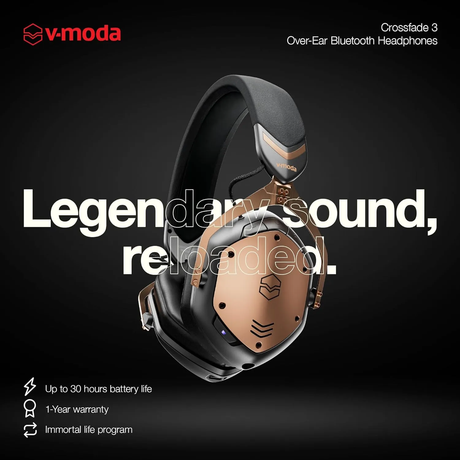V-MODA Crossfade 3 Wireless Headphones - Bronze Black