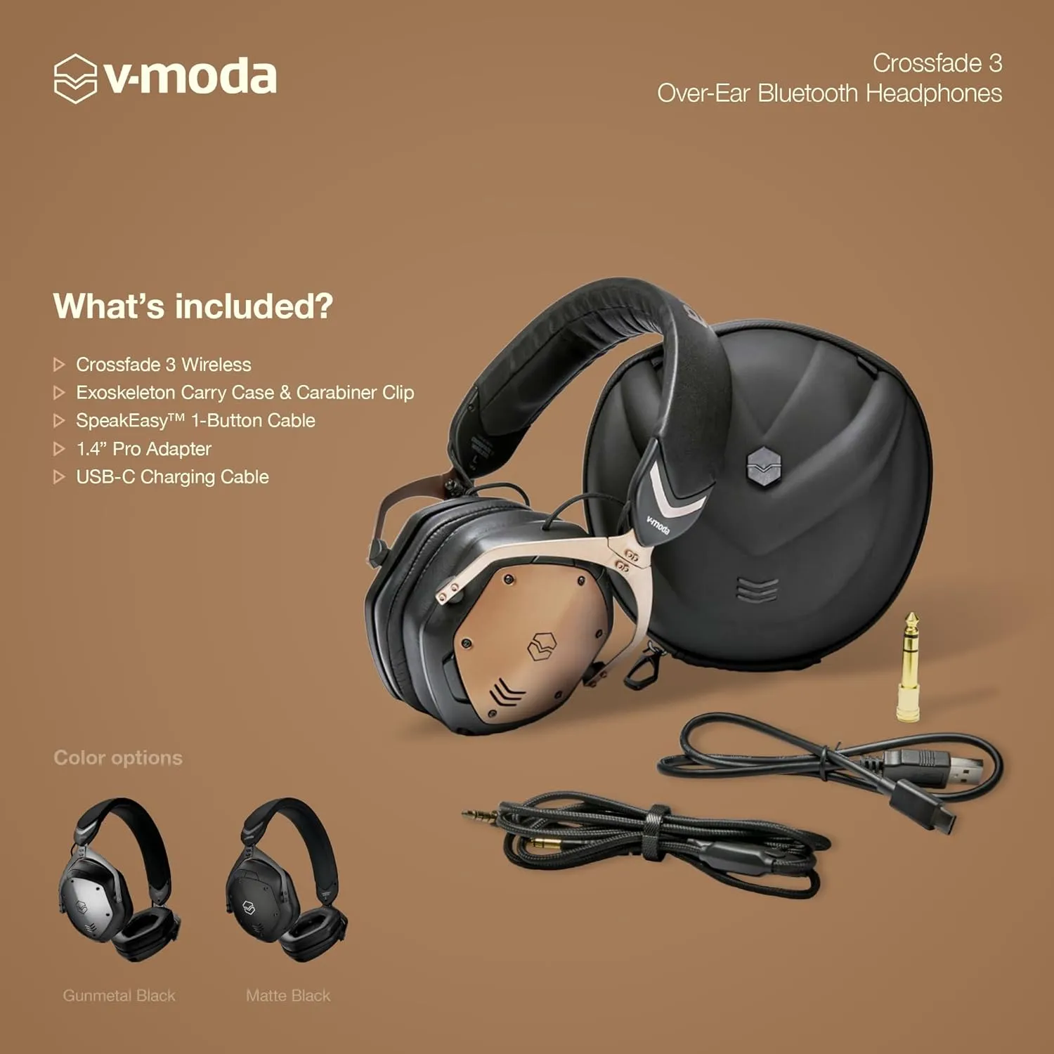 V-MODA Crossfade 3 Wireless Headphones - Bronze Black