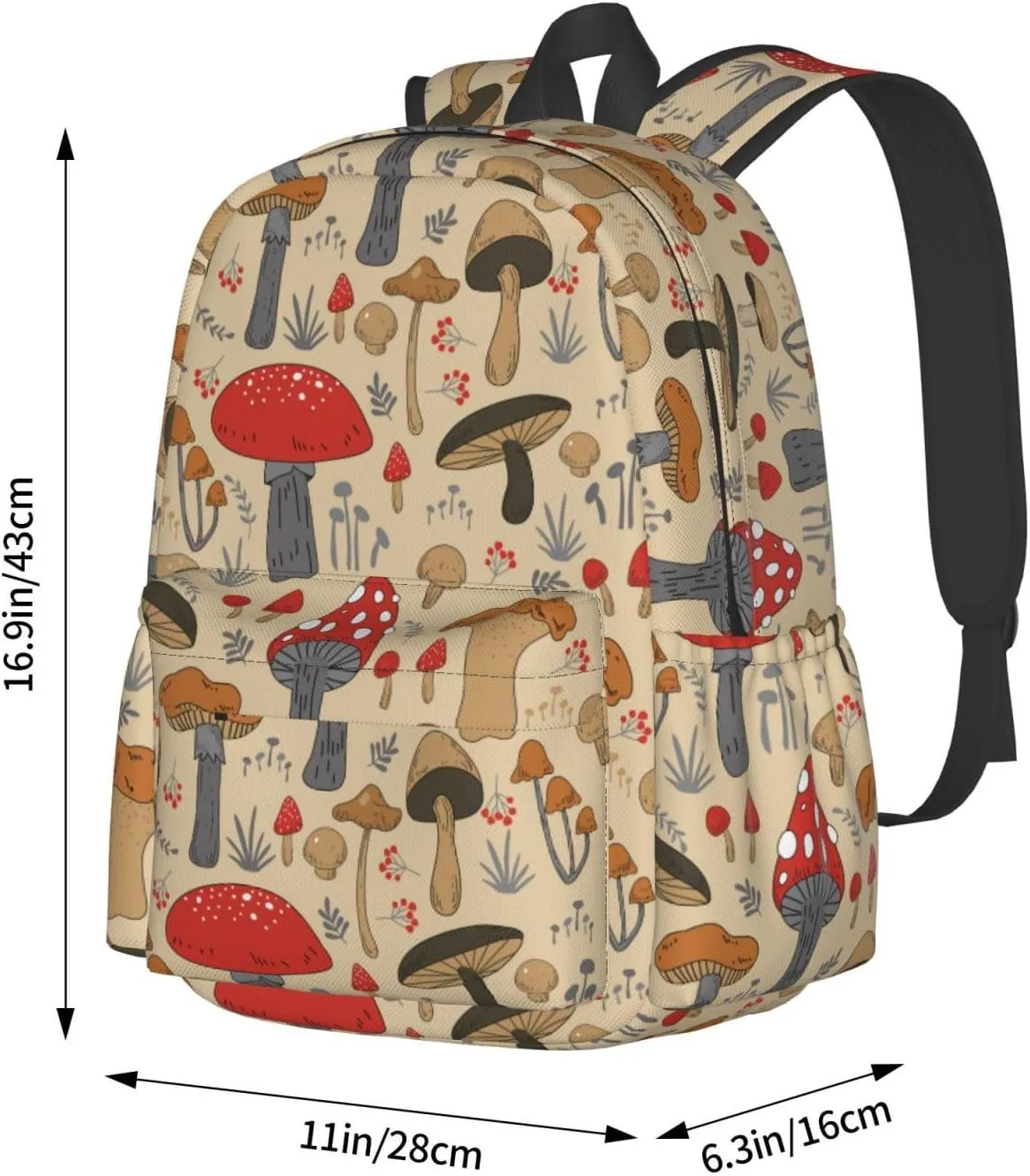 Various Mushroom Art Stylish Backpack With Adjustable Padded Shoulder Straps Daypacks For Girls College Travel