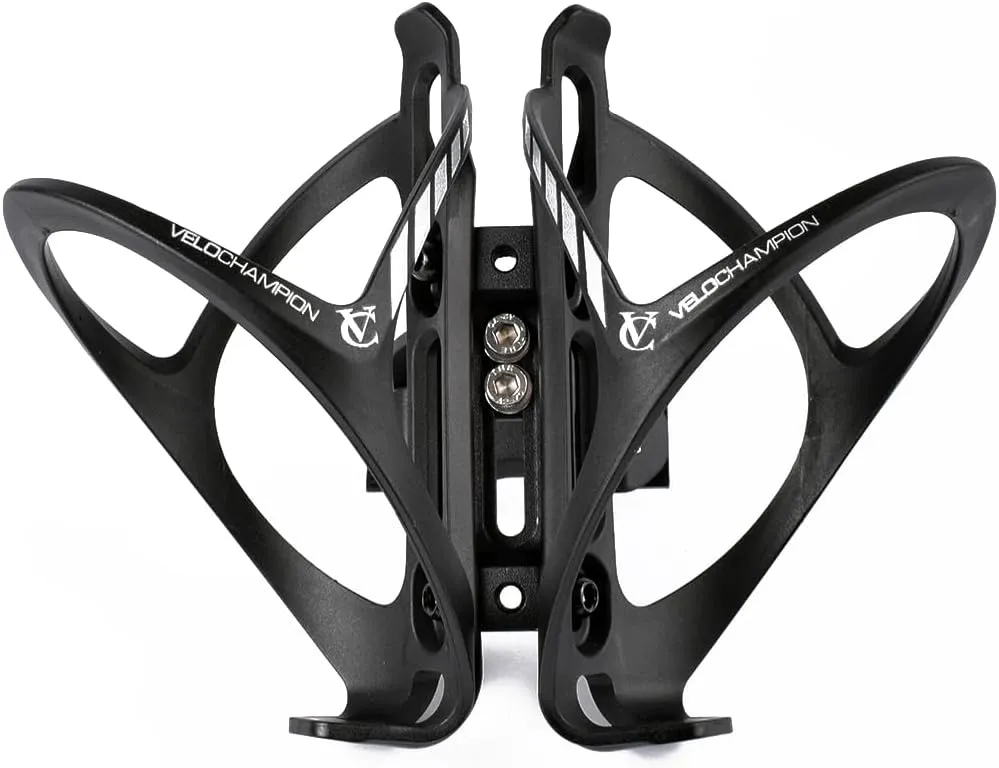 VeloChampion Double Bike Water Bottle Cage Holder - Rear-Mounted Dual Bike Bottle System for Cycling Triathlon