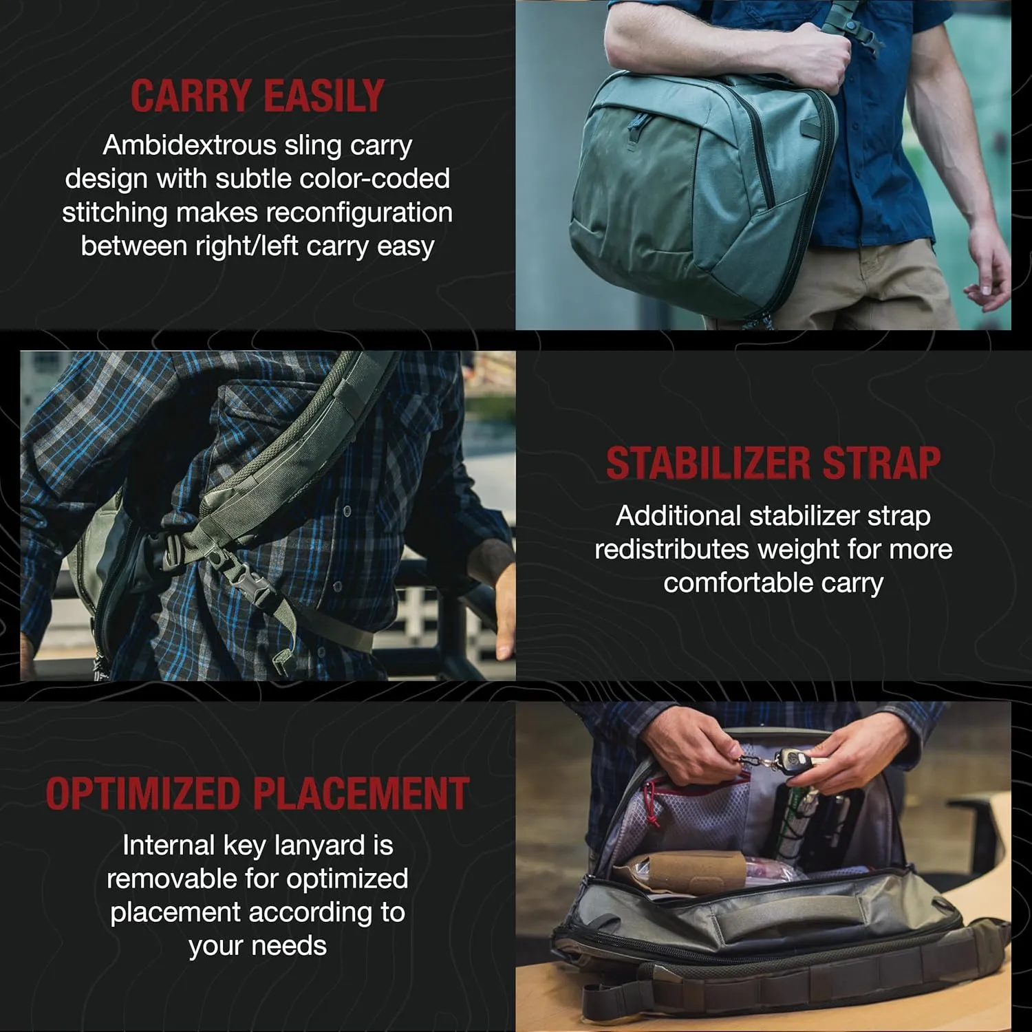 Vertx Keryx EDC Tactical Sling Crossbody Messenger 20L Bag for Travel, Work, Conceal Carry (CCW), Tactical Gear, It's Black
