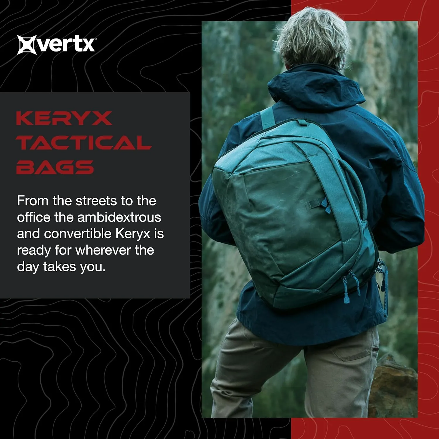 Vertx Keryx EDC Tactical Sling Crossbody Messenger 20L Bag for Travel, Work, Conceal Carry (CCW), Tactical Gear, It's Black