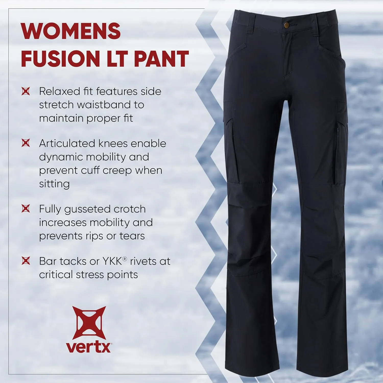 Vertx Women's Standard Fusion Lt Stretch Tactical Cargo Utility with Pockets, Quick Dry, Relaxed-fit Pant, EDC Survival Gear