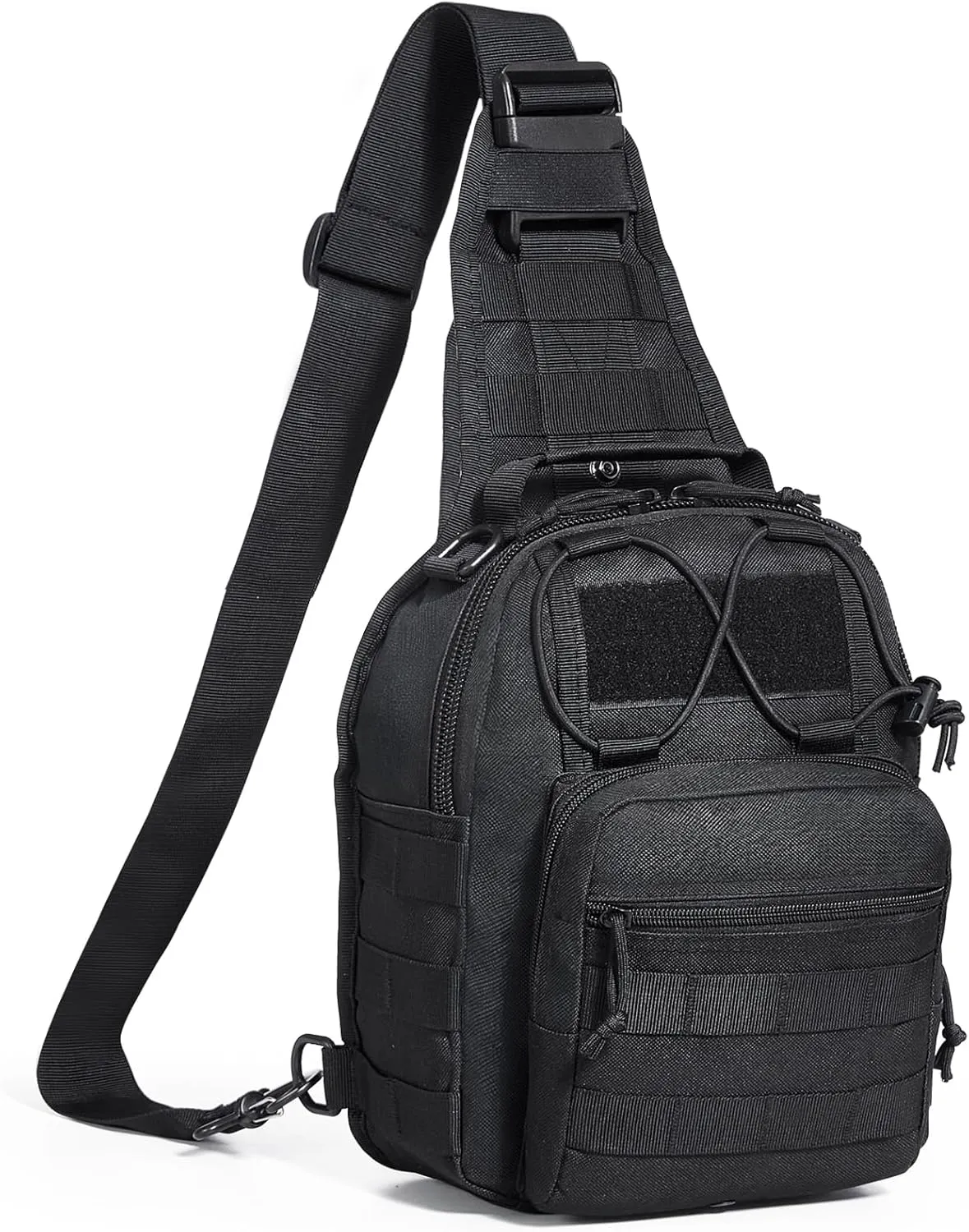 VEVOR Tactical Sling Bag, 10L Military Tactical Shoulder Bag with Molle Design and Waterproof Tactical Backpack, Tactical Shoulder Bag for Men, Caping, Hiking, Hunting and Every Day Carry, Black