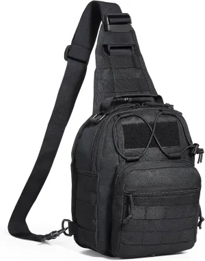 VEVOR Tactical Sling Bag, 10L Military Tactical Shoulder Bag with Molle Design and Waterproof Tactical Backpack, Tactical Shoulder Bag for Men, Caping, Hiking, Hunting and Every Day Carry, Black