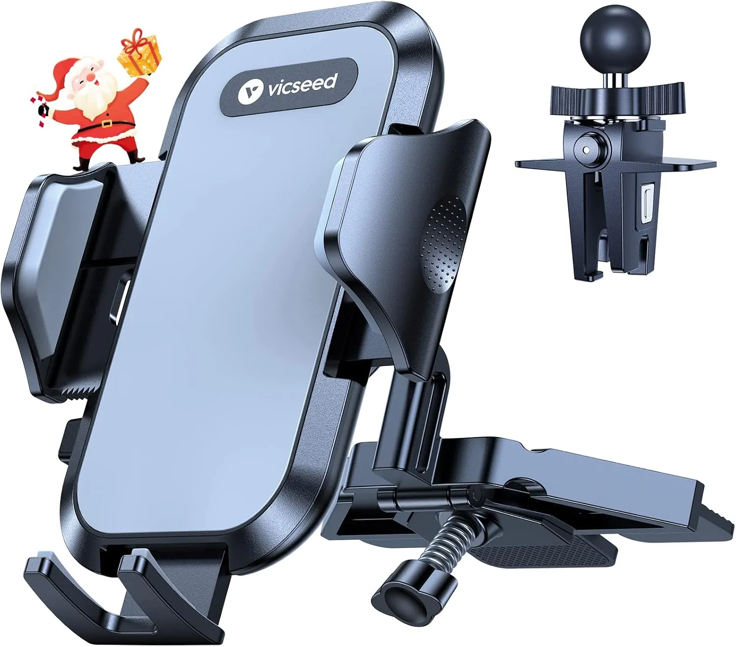 VICSEED Military-Grade Sturdy Car Phone Holder Mount, Upgraded Anti Shake Metal CD Slot & Air Vent Thick Case Friendly Phone Mount for Car Fit for iPhone 16 15 14 Samsung All Phones