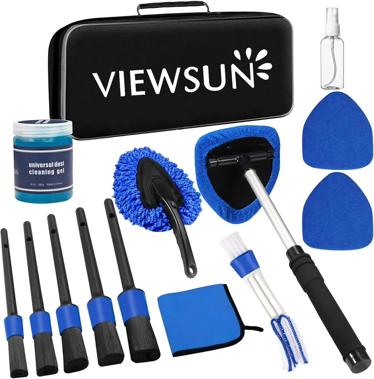 Viewsun Windshield Cleaner Tool, 14Pcs Car Interior Cleaning Kit, Car Detailing Kit Interior Cleaner, Car Detailing Brushes, Car Cleaning Gel, Inside Cleaning Supplies Accessories for Women Men