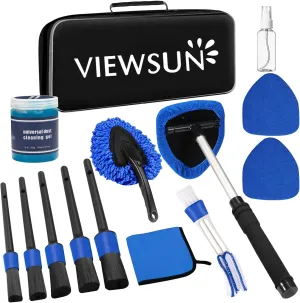 Viewsun Windshield Cleaner Tool, 14Pcs Car Interior Cleaning Kit, Car Detailing Kit Interior Cleaner, Car Detailing Brushes, Car Cleaning Gel, Inside Cleaning Supplies Accessories for Women Men