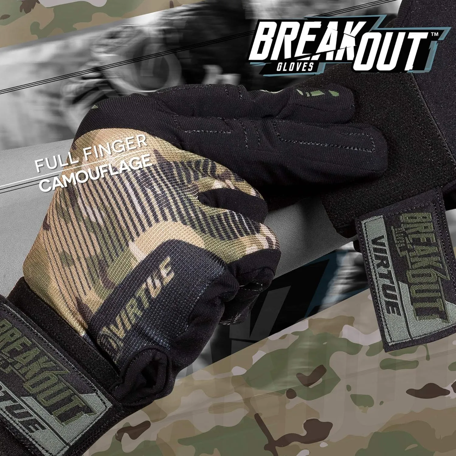 VIRTUE Breakout Gloves - Multi-Sport Ripstop Full Finger Paintball Gloves