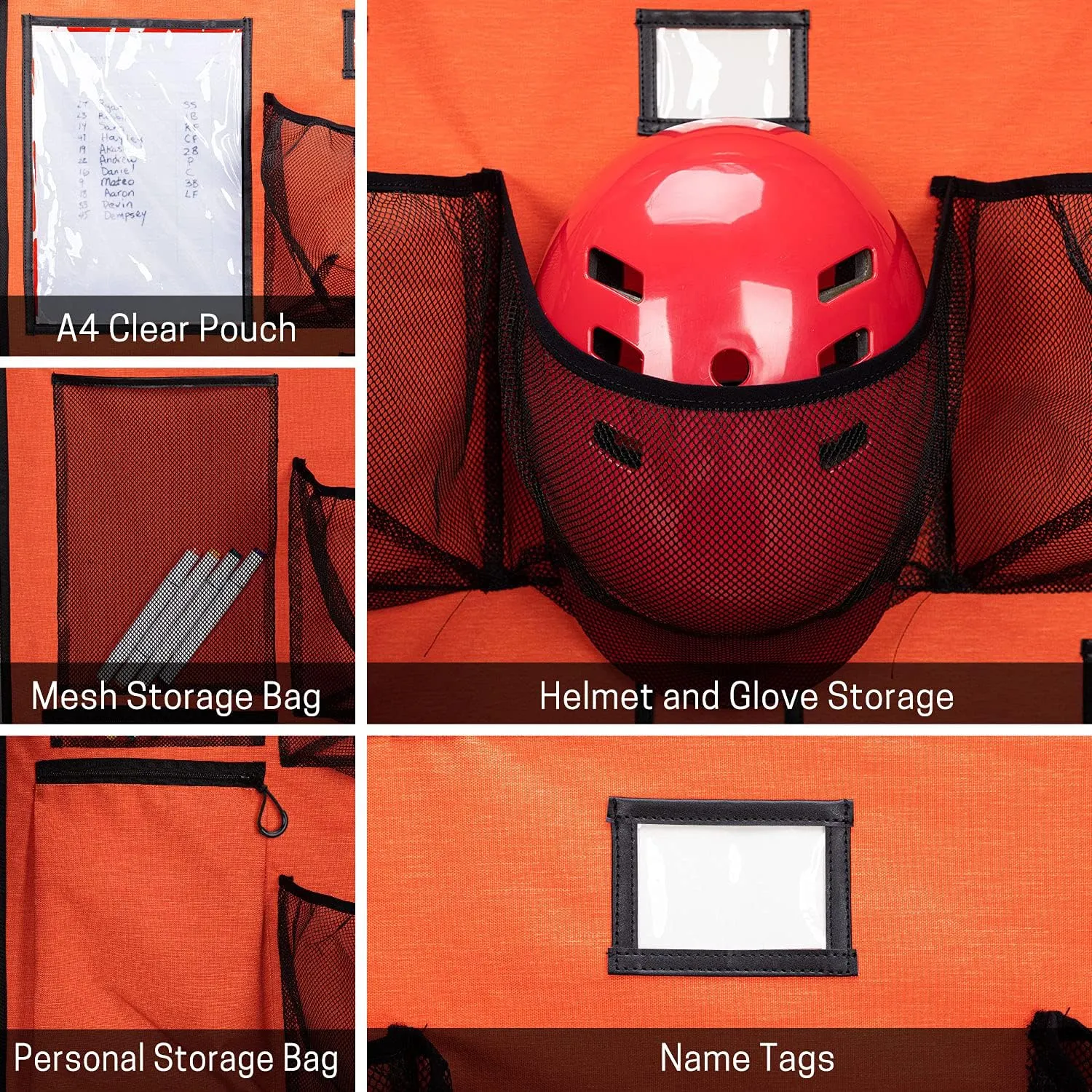 VISEMAN Hanging Helmet Bag for Baseball Softball Dugout Organizer for 15 Players Helmets Gloves Balls Organize Storage