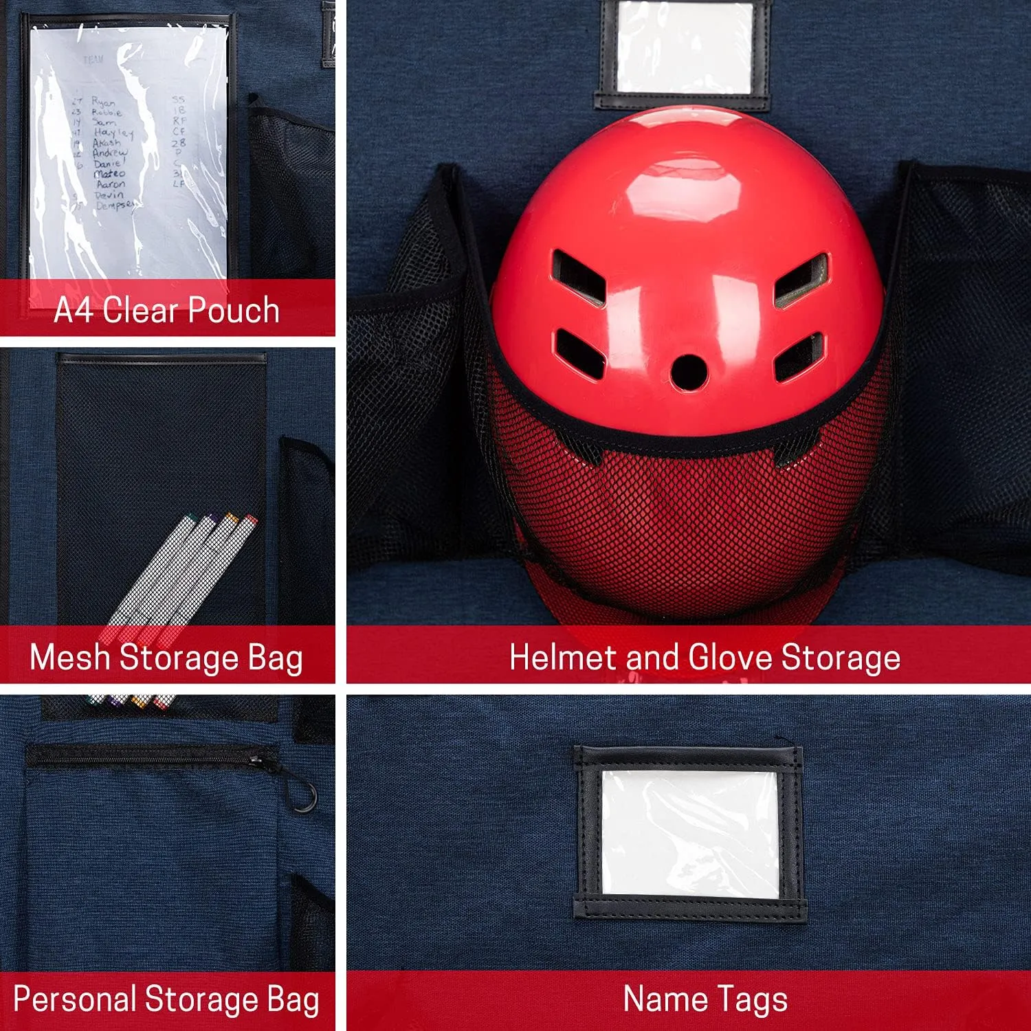 VISEMAN Hanging Helmet Bag for Baseball Softball Dugout Organizer for 15 Players Helmets Gloves Balls Organize Storage
