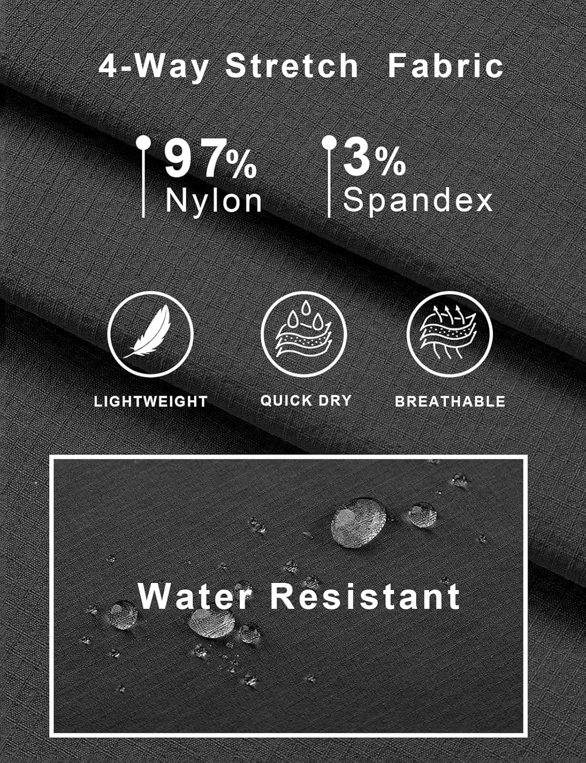 wantdo Men's Hiking Pants Lightweight Quick Dry Waterproof Breathable Tactical Cargo Pants for Outdoor Fishing Travel