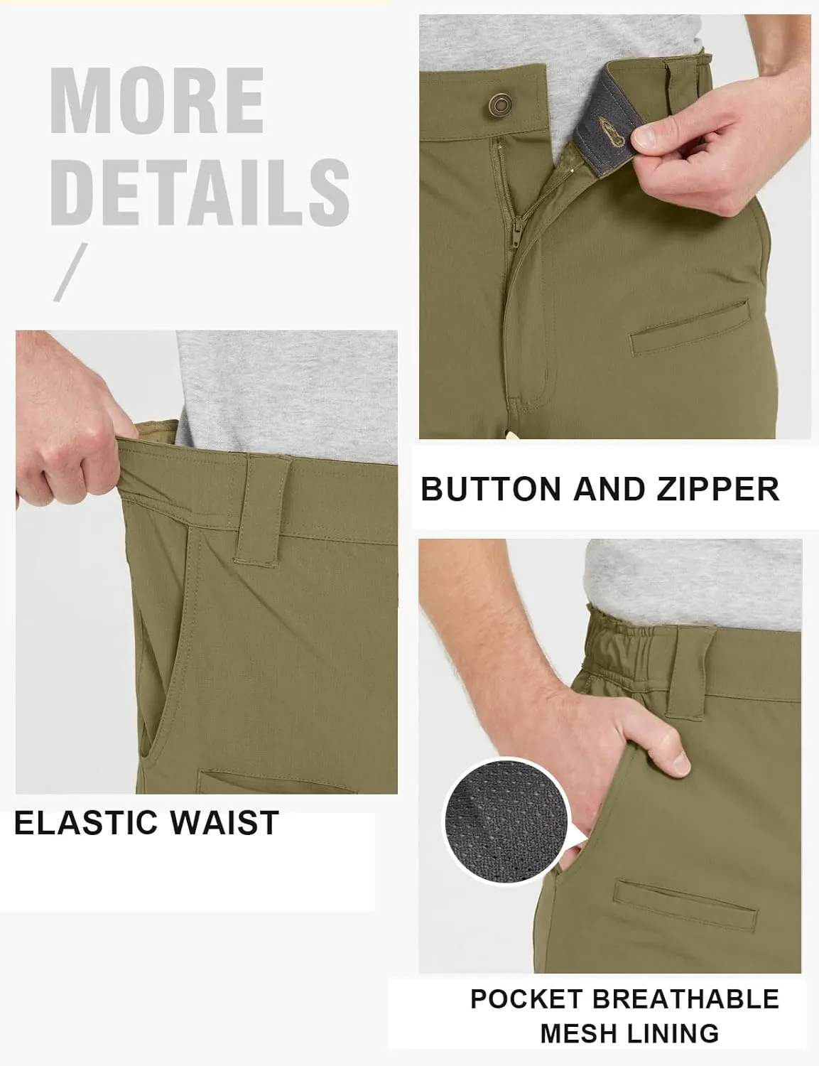 wantdo Men's Hiking Pants Lightweight Quick Dry Waterproof Breathable Tactical Cargo Pants for Outdoor Fishing Travel