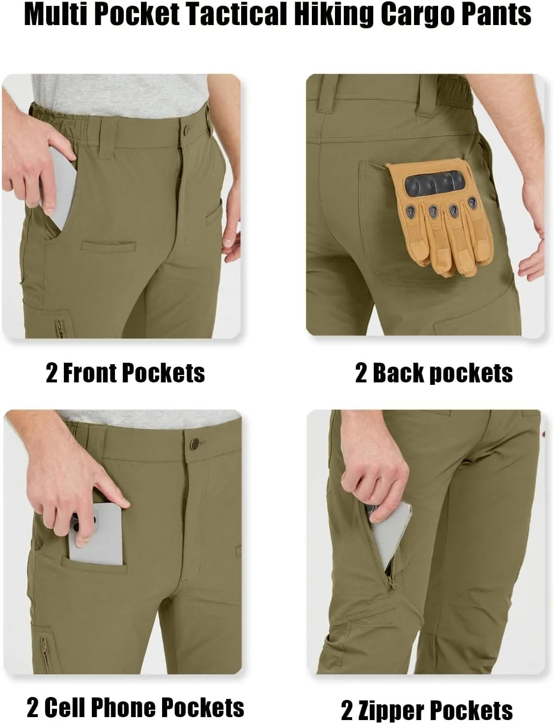 wantdo Men's Hiking Pants Lightweight Quick Dry Waterproof Breathable Tactical Cargo Pants for Outdoor Fishing Travel