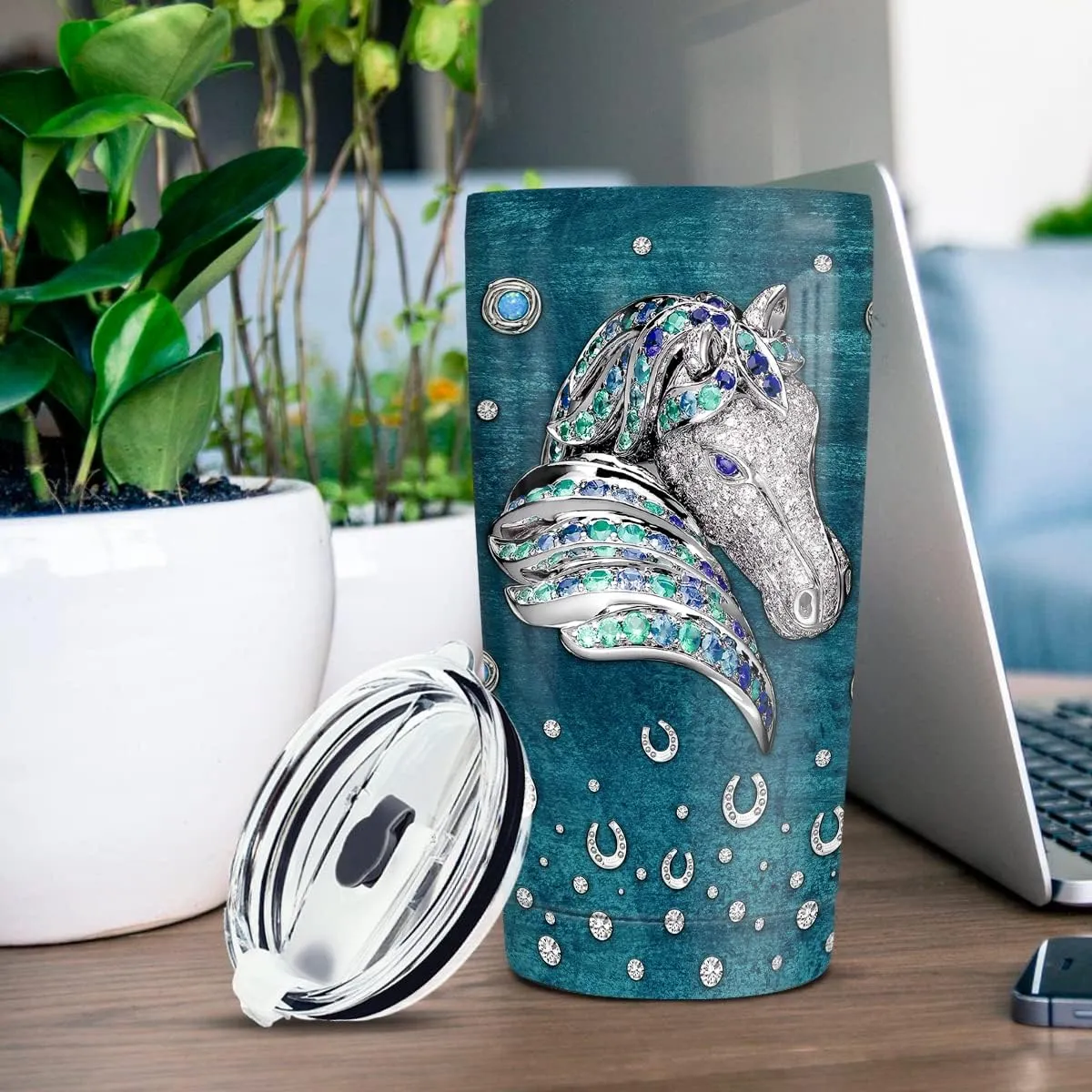 Wassmin Horse Tumbler Horse Gifts For Women Girl Horses Cup 20oz Jewelry Drawings Stainless Steel Insulated Coffee Travel Mug Cup Tumblers Equestrian Gifts For Birthday Christmas