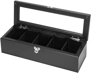 Watch Storage Box Matte Paint Watch Display Storage Box 5 Storage Space Removable Pads Pillows Holders Transparent Glass Window Mens Watches Organizer Watch Display Storage Box