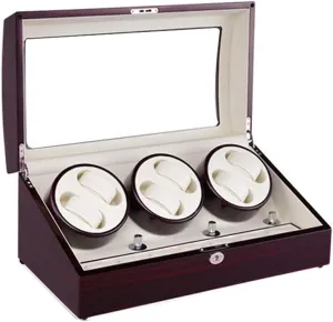 Watch Watch Winder Box for 6 Watches   7 Storage, 4 Rotation Modes, Wood Shell Piano Paint Exterior, Quiet Motors (A)