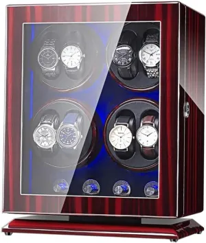 Watch Winder Box for 8 Automatic Watches, with Blue LED Light, 4 Rotation Modes, Quite Motors, Fit Lady and Man Watches Watch Winder Display Watch Box Watch Storage Gift