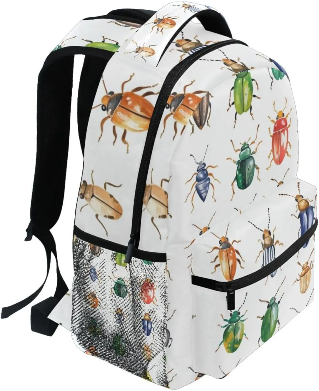 Watercolor Beetles Pattern Boys Girls Kids School Backpacks Bookbag, School Bag Travel Backpack Daypack