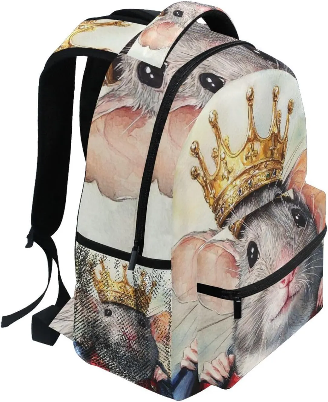 Watercolor Cute Rat Boys Girls Kids School Backpacks Bookbag, School Bag Travel Backpack Daypack