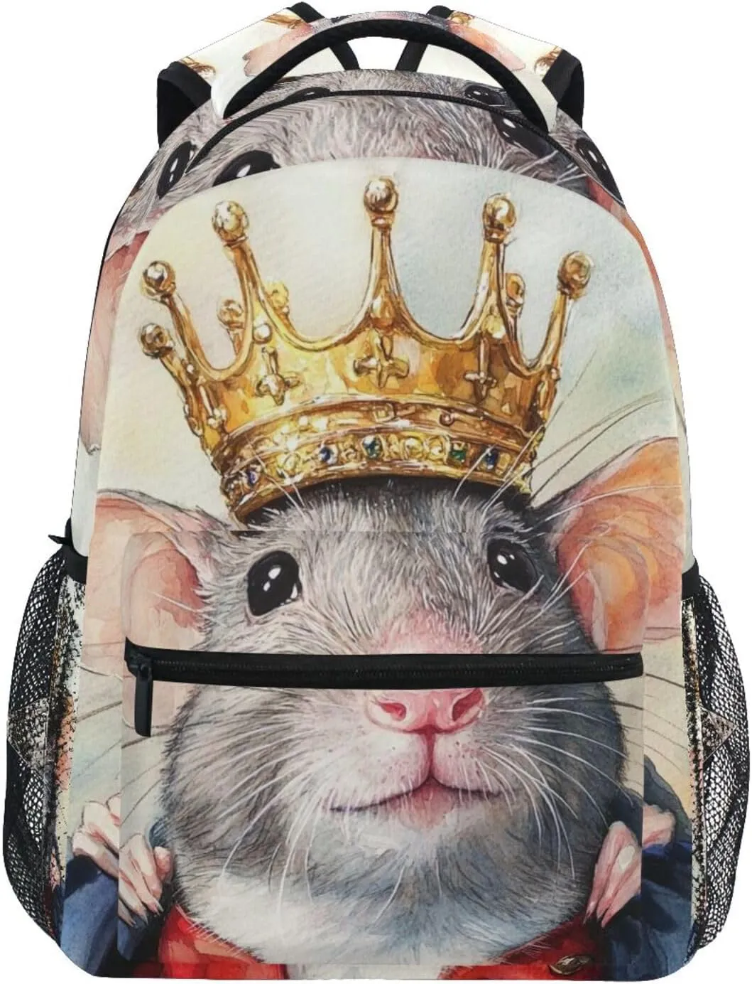 Watercolor Cute Rat Boys Girls Kids School Backpacks Bookbag, School Bag Travel Backpack Daypack