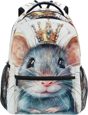 Watercolor Funny Rat Boys Girls Kids School Backpacks Bookbag, School Bag Travel Backpack Daypack