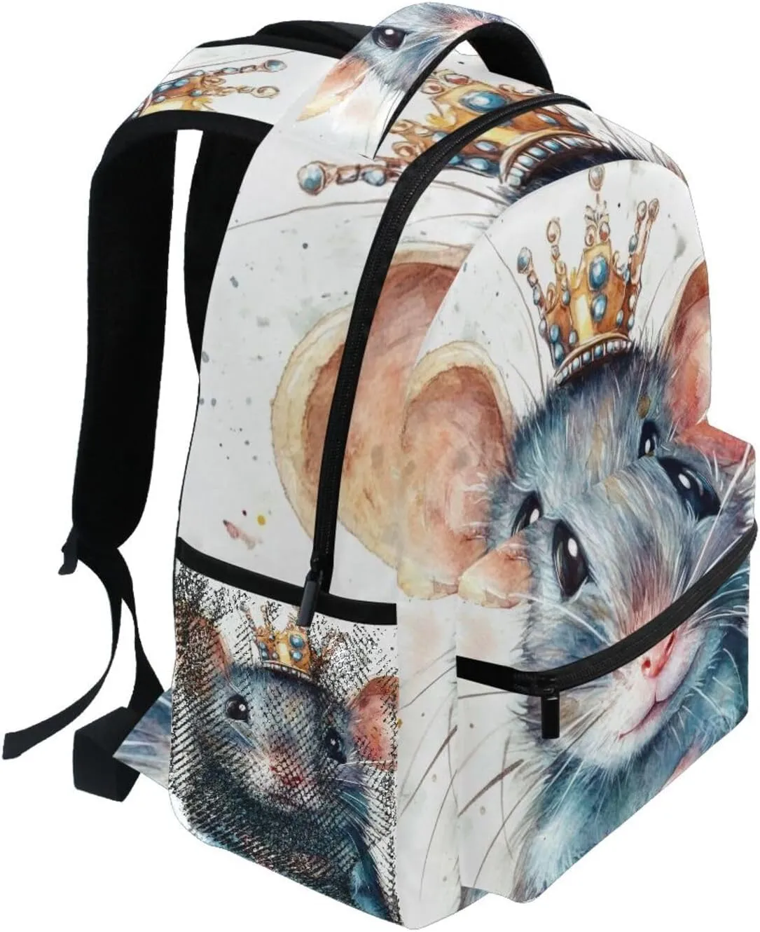 Watercolor Funny Rat Boys Girls Kids School Backpacks Bookbag, School Bag Travel Backpack Daypack