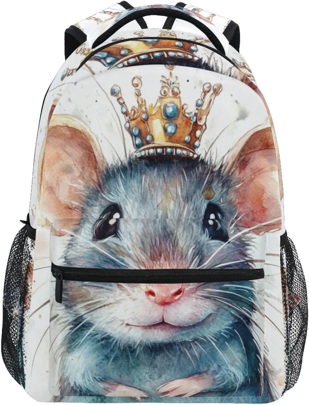 Watercolor Funny Rat Boys Girls Kids School Backpacks Bookbag, School Bag Travel Backpack Daypack
