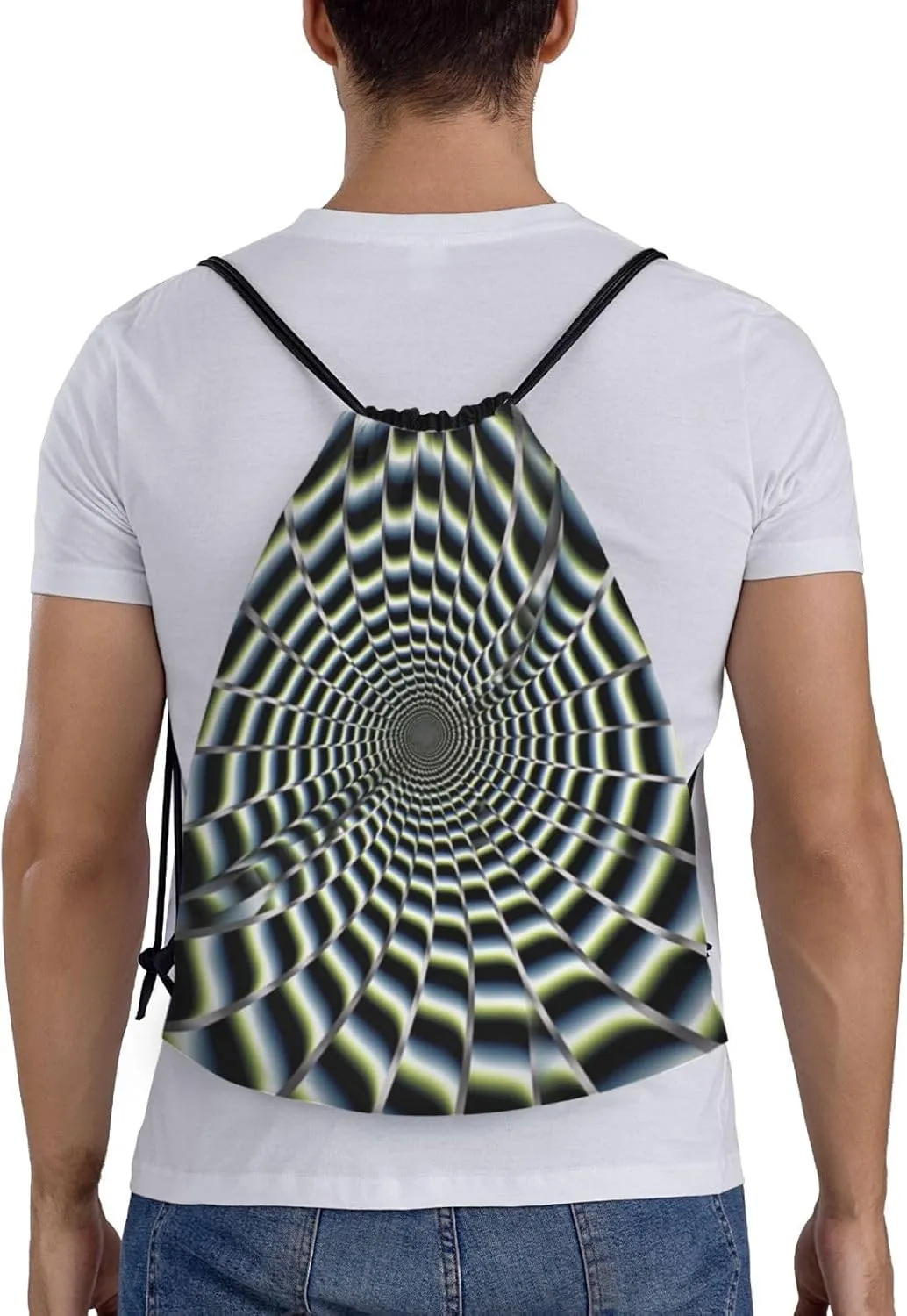 Waterproof Drawstring Gym Bag for Men spiral optical illusion gif Drawstring Backpack for Women Cinch Sack Sports Sackpack Small