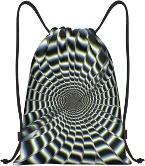 Waterproof Drawstring Gym Bag for Men spiral optical illusion gif Drawstring Backpack for Women Cinch Sack Sports Sackpack Small
