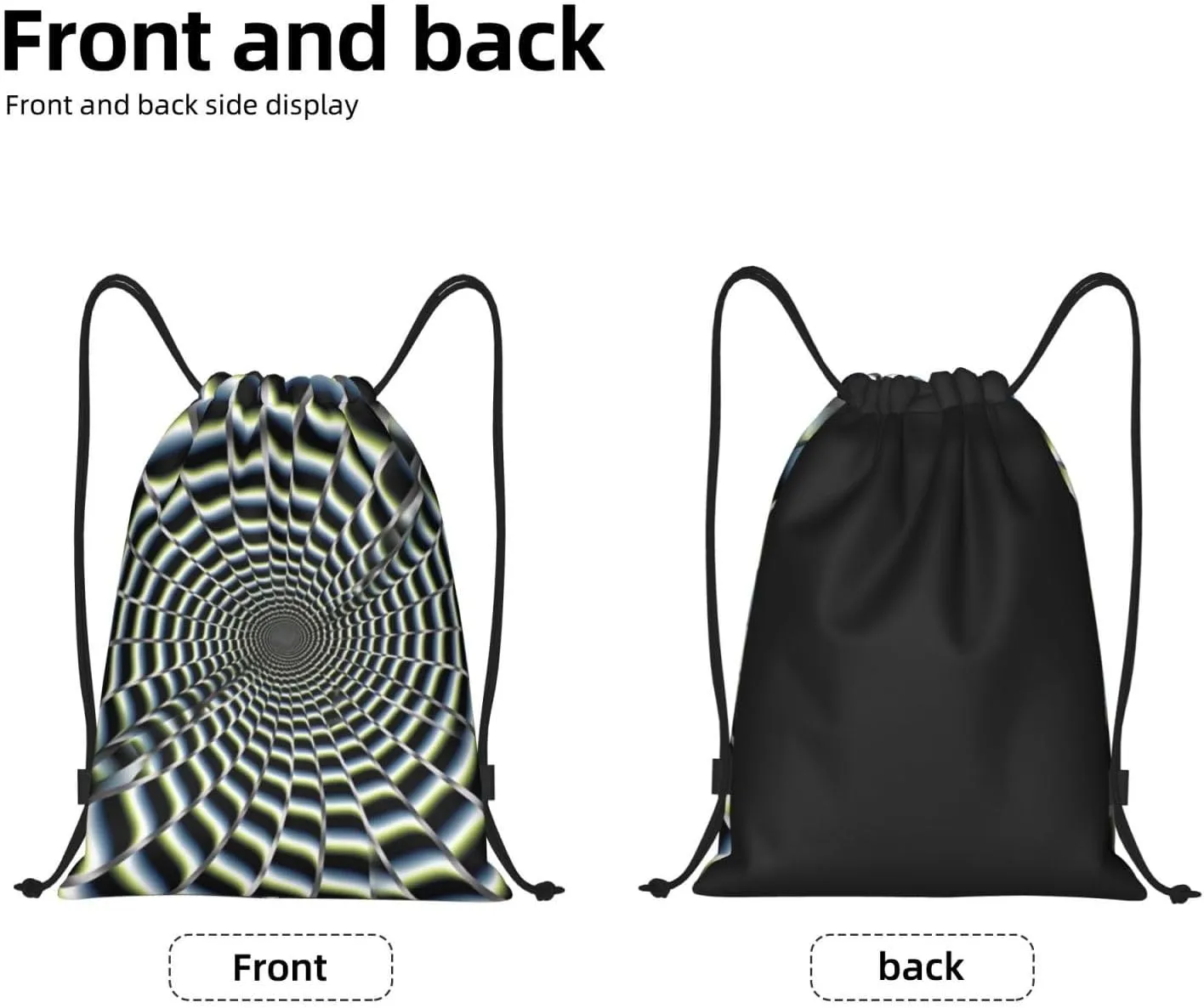 Waterproof Drawstring Gym Bag for Men spiral optical illusion gif Drawstring Backpack for Women Cinch Sack Sports Sackpack Small