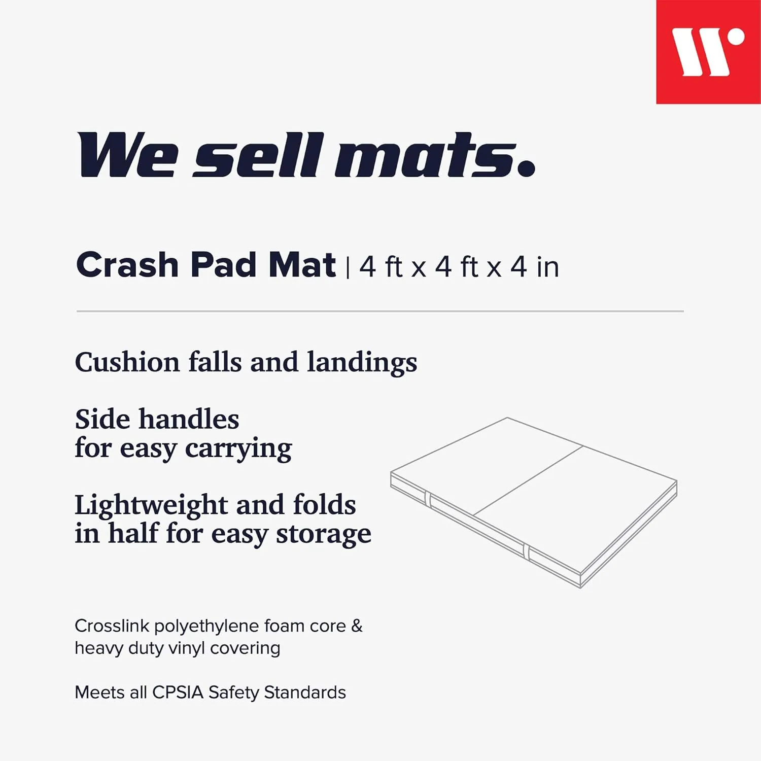 We Sell Mats Thick BiFolding Gymnastics Crash Landing Mat Pad