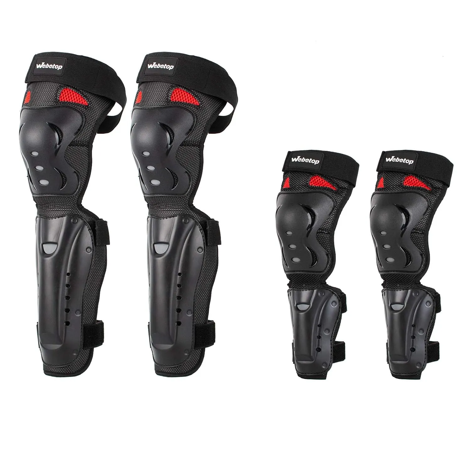Webetop 4Pcs Knee and Shin Guards Elbow Guards 2 in 1 Knee and Elbow Pads Adult, MTB Knee Pads Motocross Powersports Protective Gear with Adjustable Straps for Motorcycle ATV Cycling