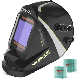 Welding Helmet Auto Darkening,SONNLER Large Viewing 3.94" *3.66"1/1/1/1 True Color Welding Helmet, Solar/Battery Power Welding Hood With 4 Arc Sensor,Wide Shade 4~5/9-9/13 Welding Mask For TIG MIG ARC