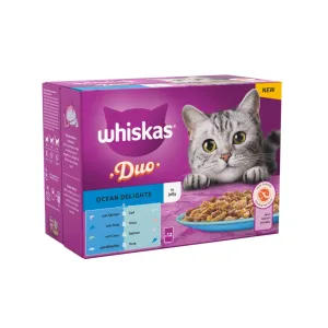 Whiskas 1  Duo Ocean Delights Adult Wet Cat Food Pouches in Jelly 12x85g (Case of 4)