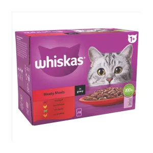 Whiskas 1  Meaty Meals Adult Wet Cat Food Pouches in Gravy 12x85g (Case of 4)