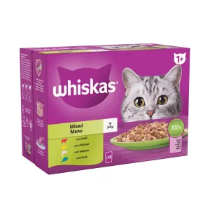 Whiskas 1  Mixed Menu Adult Wet Cat Food Pouches in Jelly 12x85g (Case of 4)