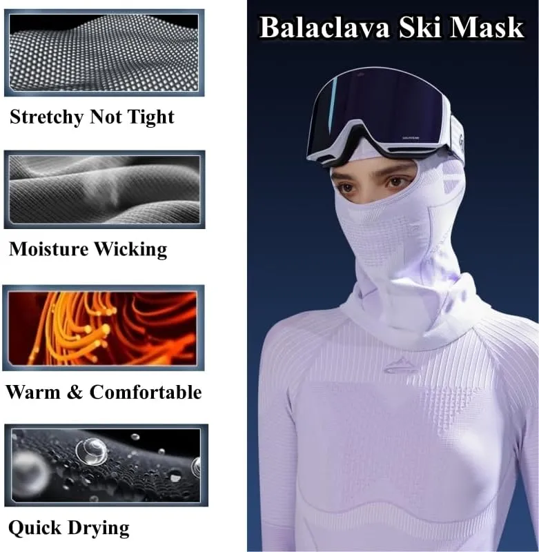Winter Ski Mask for Men Women, Helmet Friendly Motorcyde Balaclava Full Face Masks Cold Weather Head Cover for Skiing