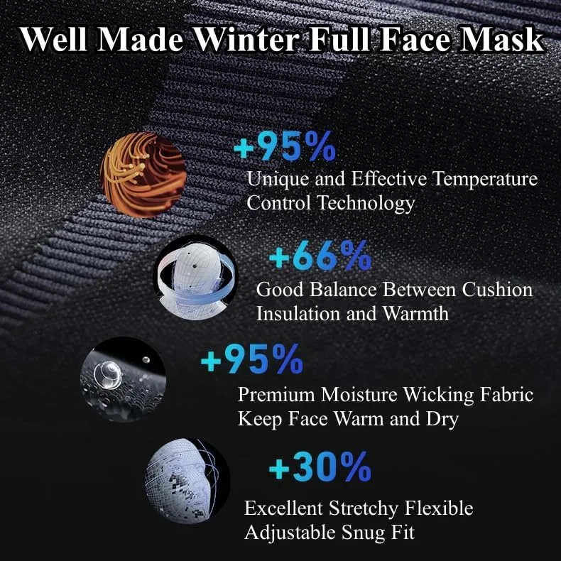 Winter Ski Mask for Men Women, Helmet Friendly Motorcyde Balaclava Full Face Masks Cold Weather Head Cover for Skiing