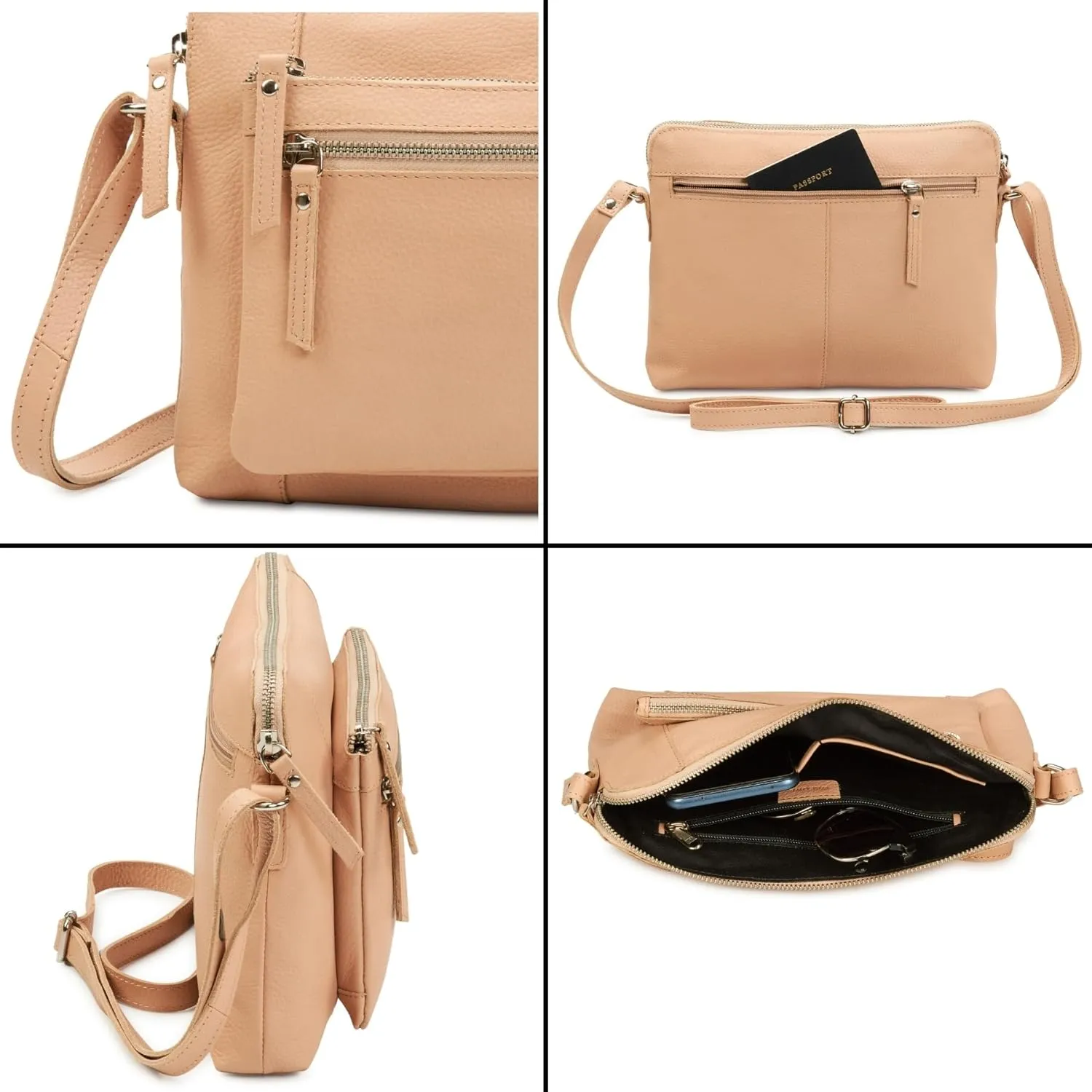 Wise Owl Accessories Small Soft Pebbled Real Leather Crossbody Handbags Purses Sling Crossover Shoulder Bag