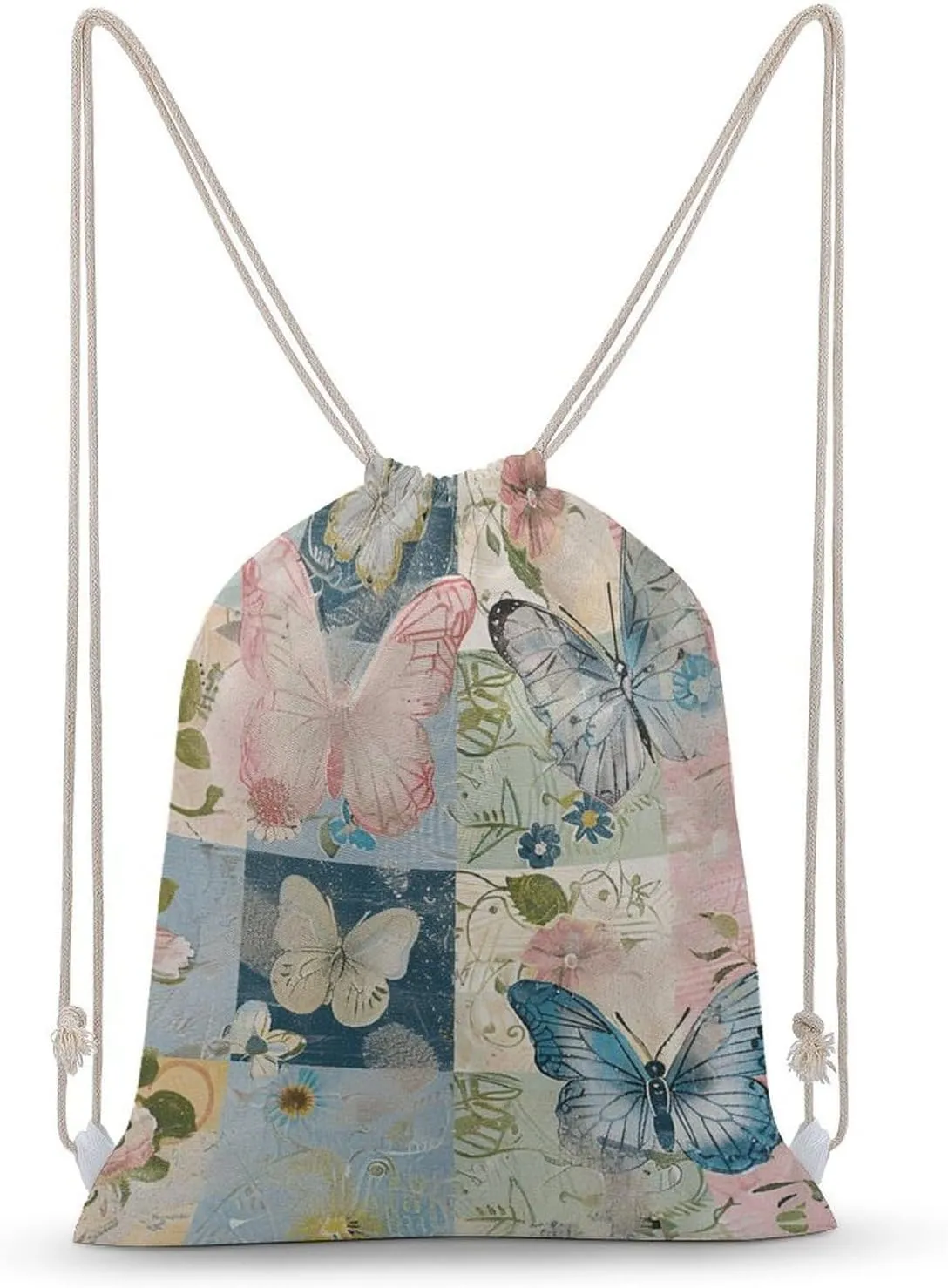 With Floral Style Drawstring Backpack for Women Men Drawstring Bag for Travel Swimming Sports Gym Bag