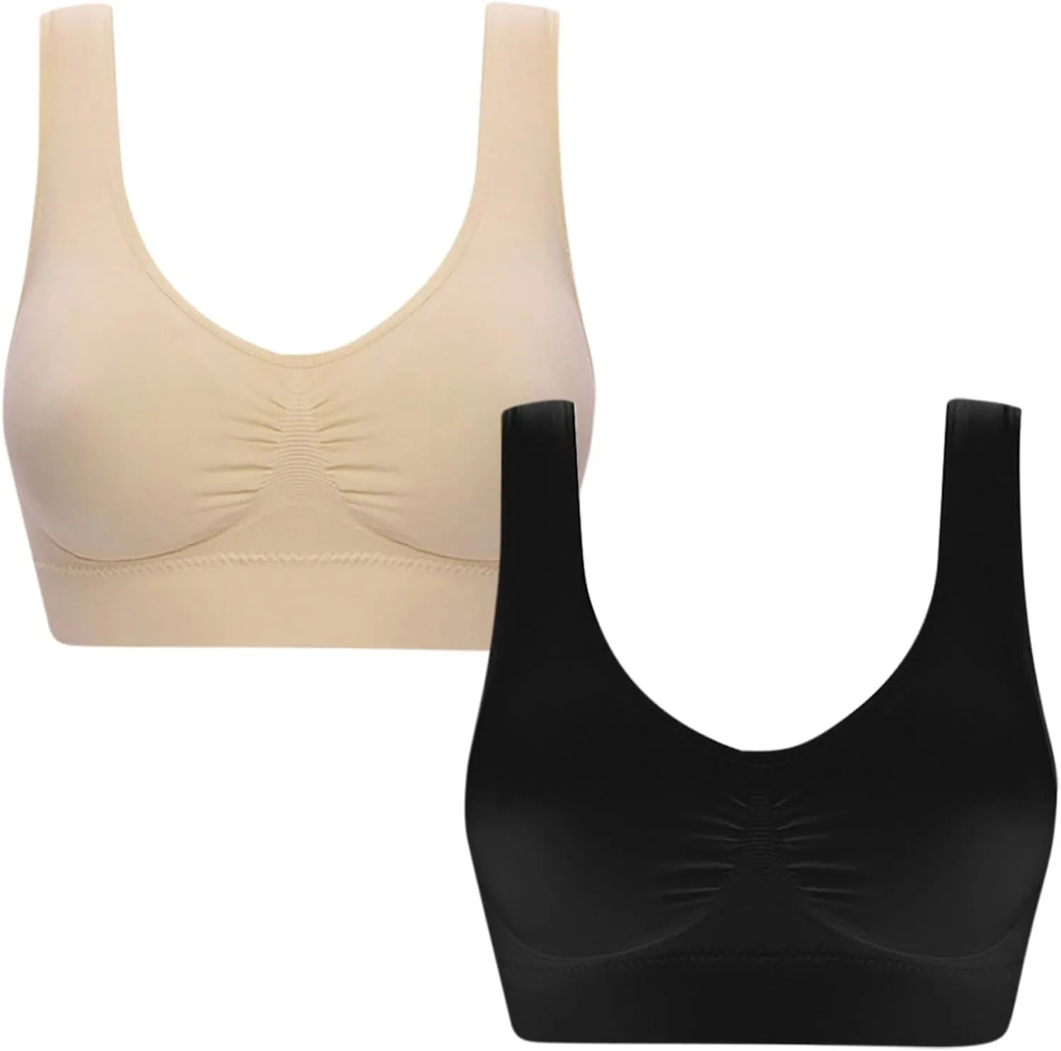 Wkishenl Women's Wireless Bra, 2 Peice Bras for Older Women Comfort Full-Coverage Sports Bra Plus Size Stretchable Straps Bra