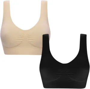 Wkishenl Women's Wireless Bra, 2 Peice Bras for Older Women Comfort Full-Coverage Sports Bra Plus Size Stretchable Straps Bra